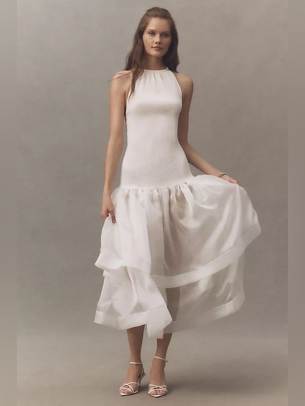 L'IDÉE Carrie Halter Drop-Waist Tiered Maxi Dress